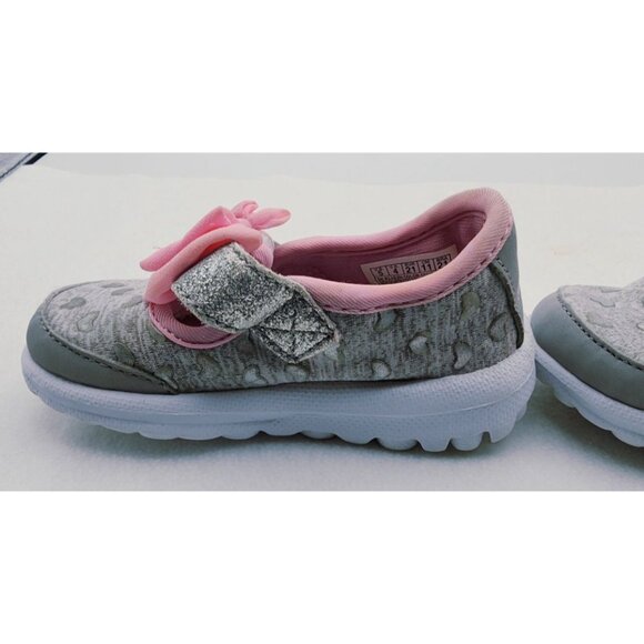 Sketchers memory foam grey pink bow toddler girl shoes size 5 - Picture 6 of 10